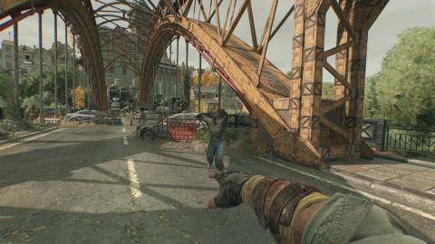 Dying Light The Beast Throwing Weapon at Zombie