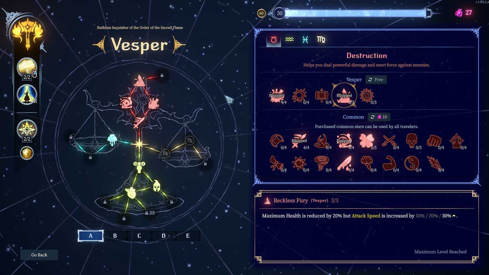 Shape of Dreams Vesper Build Constellations
