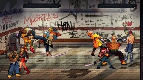 4 characters brawling in Streets of Rage 4