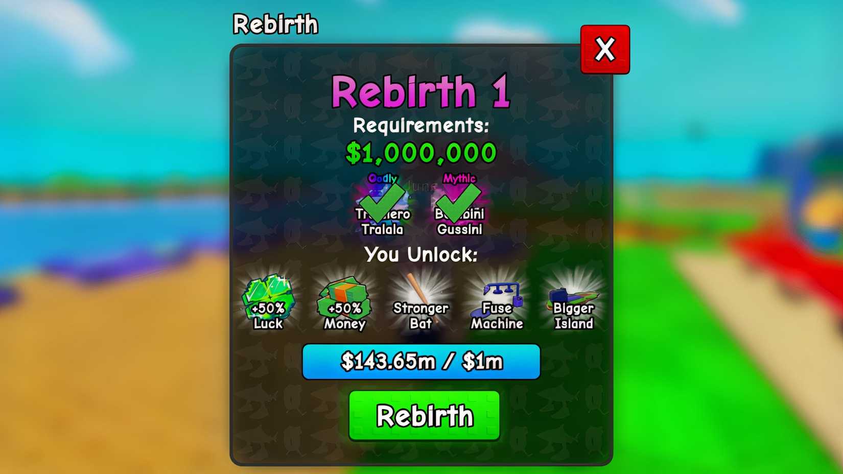 how to do rebirth 1 in plants vs brainrots