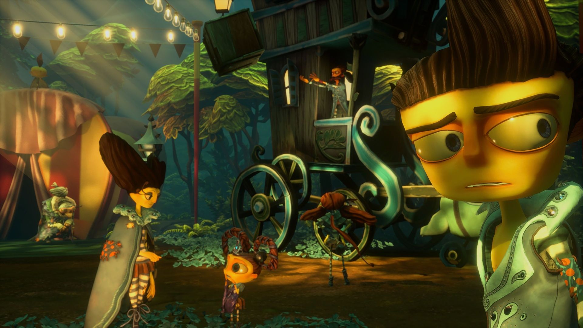 A circus scene featuring characters in Psychonauts 2