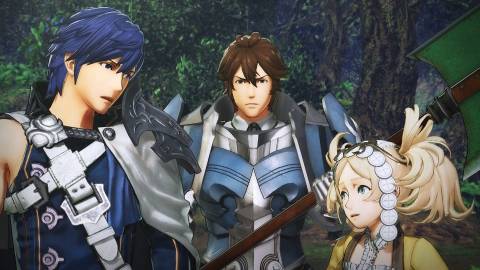 A scene featuring characters in Fire Emblem Warriors (2017)