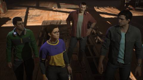 A scene featuring the Bat family out of uniform in Gotham Knights