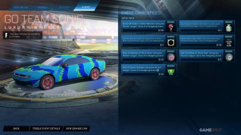 All Rocket League x Sonic The Hedgehog Event Rewards