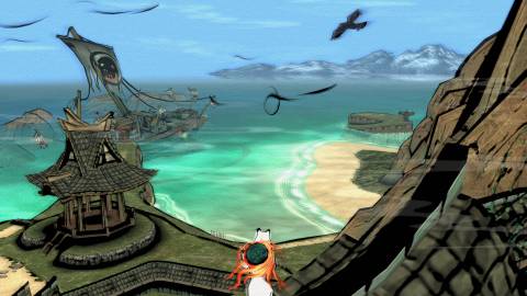 Amaterasu taking a look at the ocean - Okami
