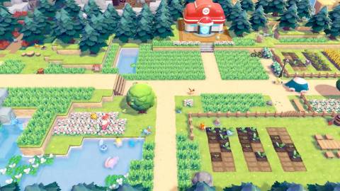 An overhead view in Pokemon Pokopia