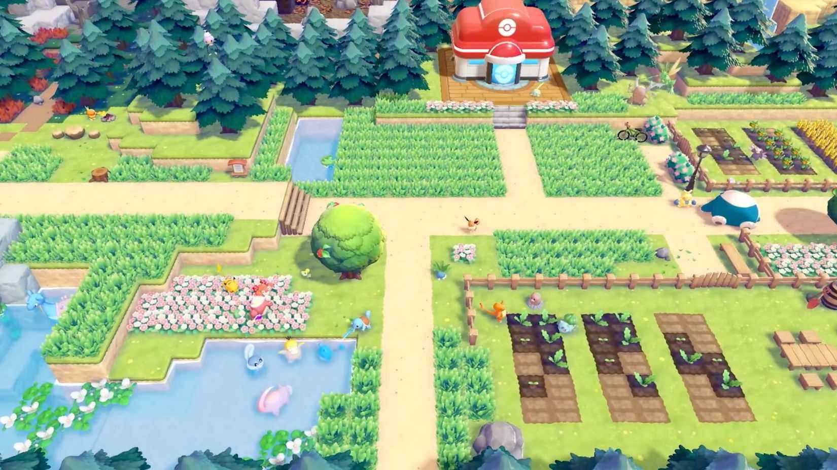 An overhead view in Pokemon Pokopia