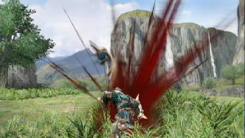 Attacking an enemy in Monster Hunter (2004)