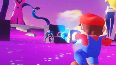 Attacking enemies as Mario in Mario + Rabbids Sparks Of Hope