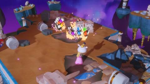 Attacking enemies as Peach in Mario + Rabbids Sparks Of Hope