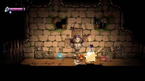 Attacking enemies in a castle in Cat Quest 3