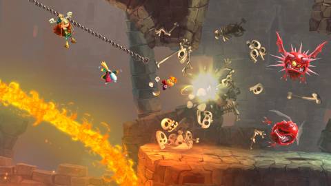 Attacking enemies in co-op in Rayman Legends