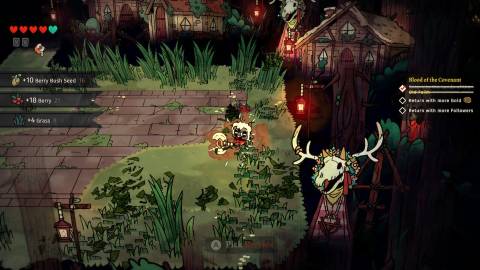 Attacking enemies in Cult of the Lamb