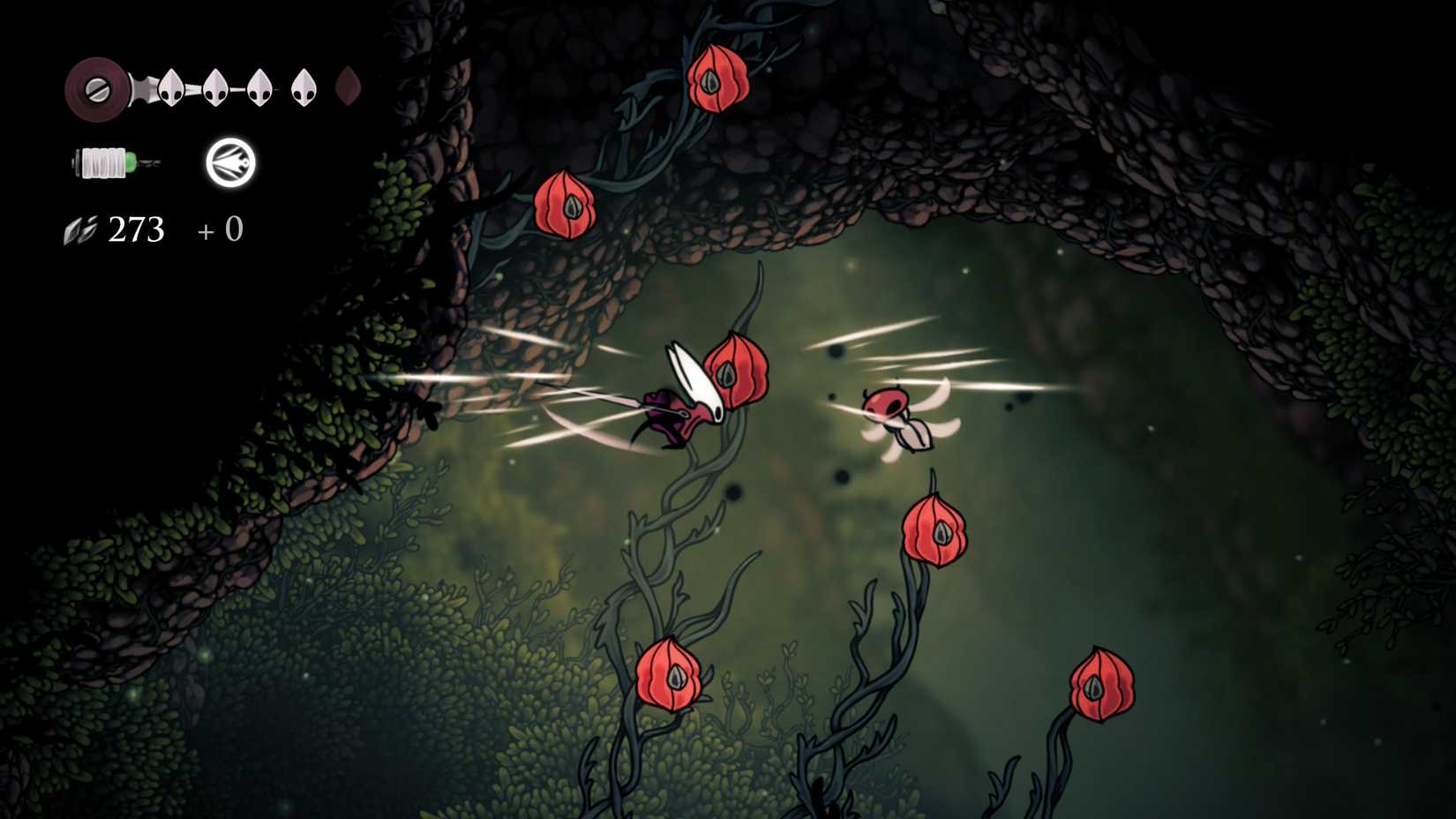 Attacking enemies in Hunter’s March in Hollow Knight Silksong