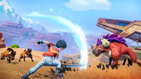 Attacking enemies in My Time at Sandrock