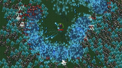 Attacking enemies in Vampire Survivors