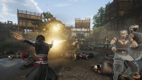 Attacking enemies with a beam attack in Dynasty Warriors Origins