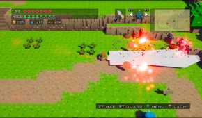 Attacking enemies with a big sword in 3D Dot Game Heroes