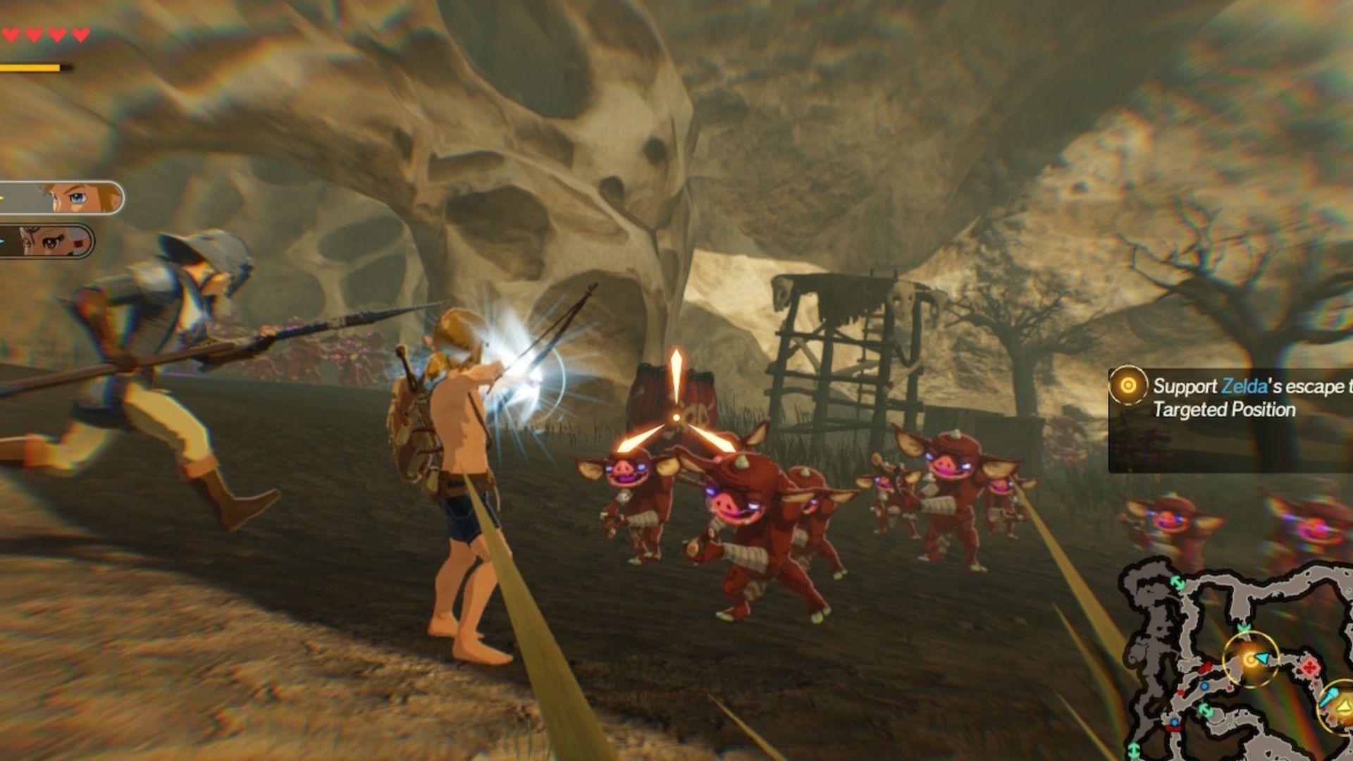 Attacking enemies with a bow in Hyrule Warriors Age of Calamity