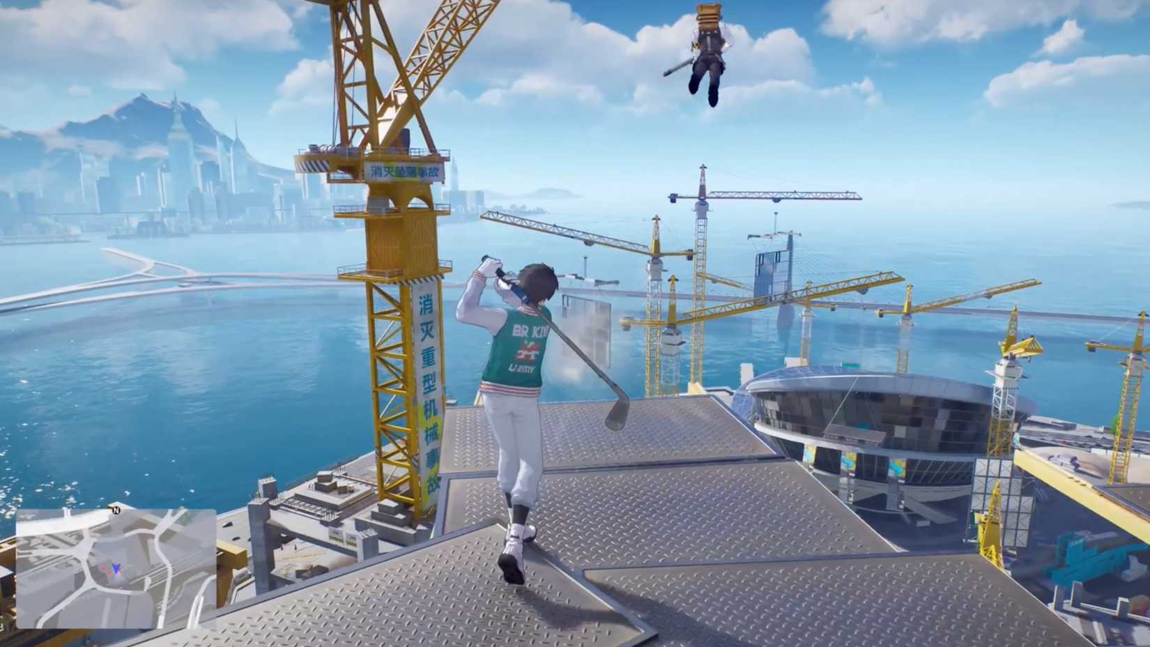 Attacking enemies with a golf club in Ananta