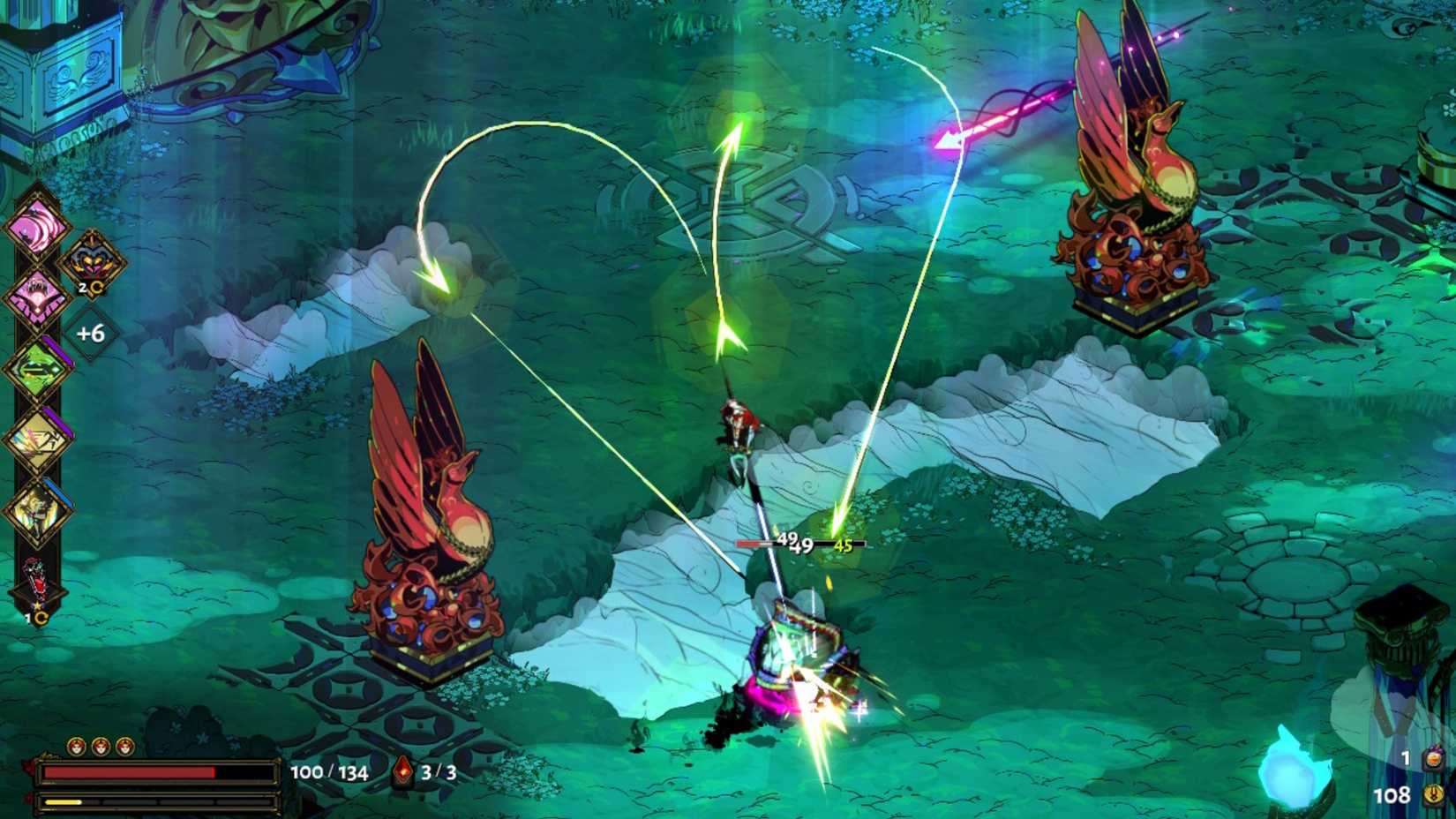 Attacking enemies with a spear in Hades (2018)