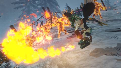 Attacking enemies with fire in Hyrule Warriors Age Of Imprisonment