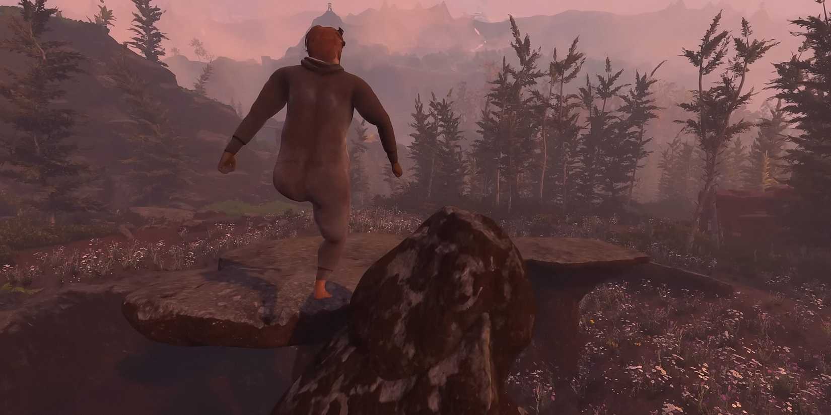 baby-steps-game-rant-advance-gameplay-nate-stepping-over-rock