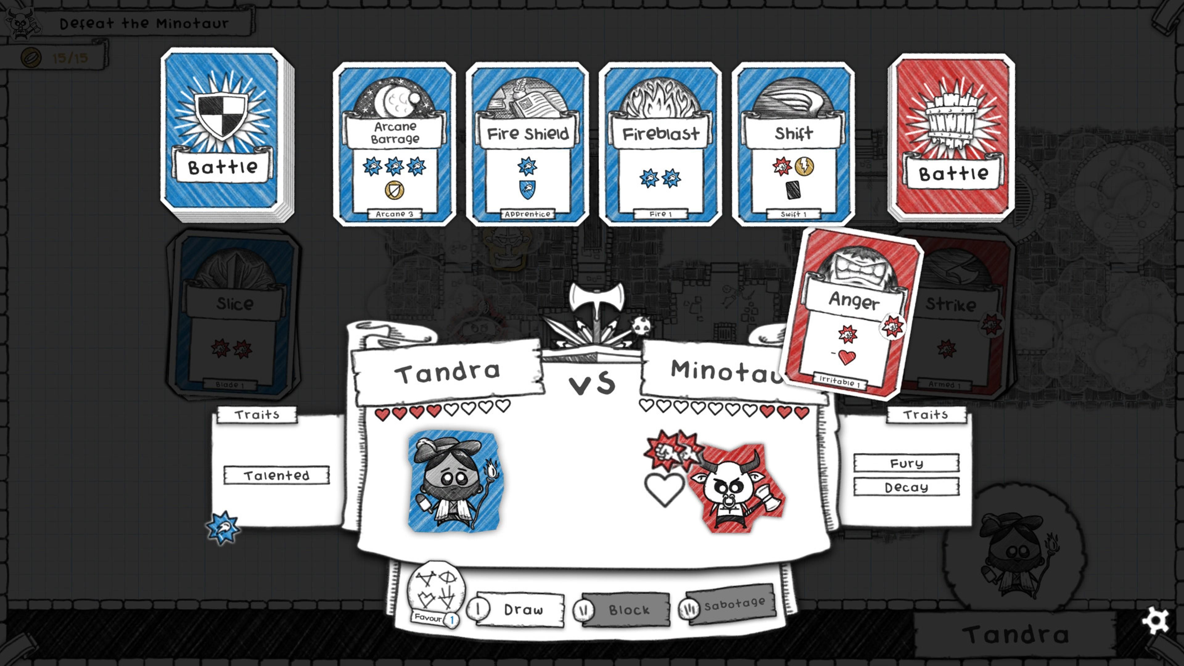 Battle screen in Guild of Dungeoneering