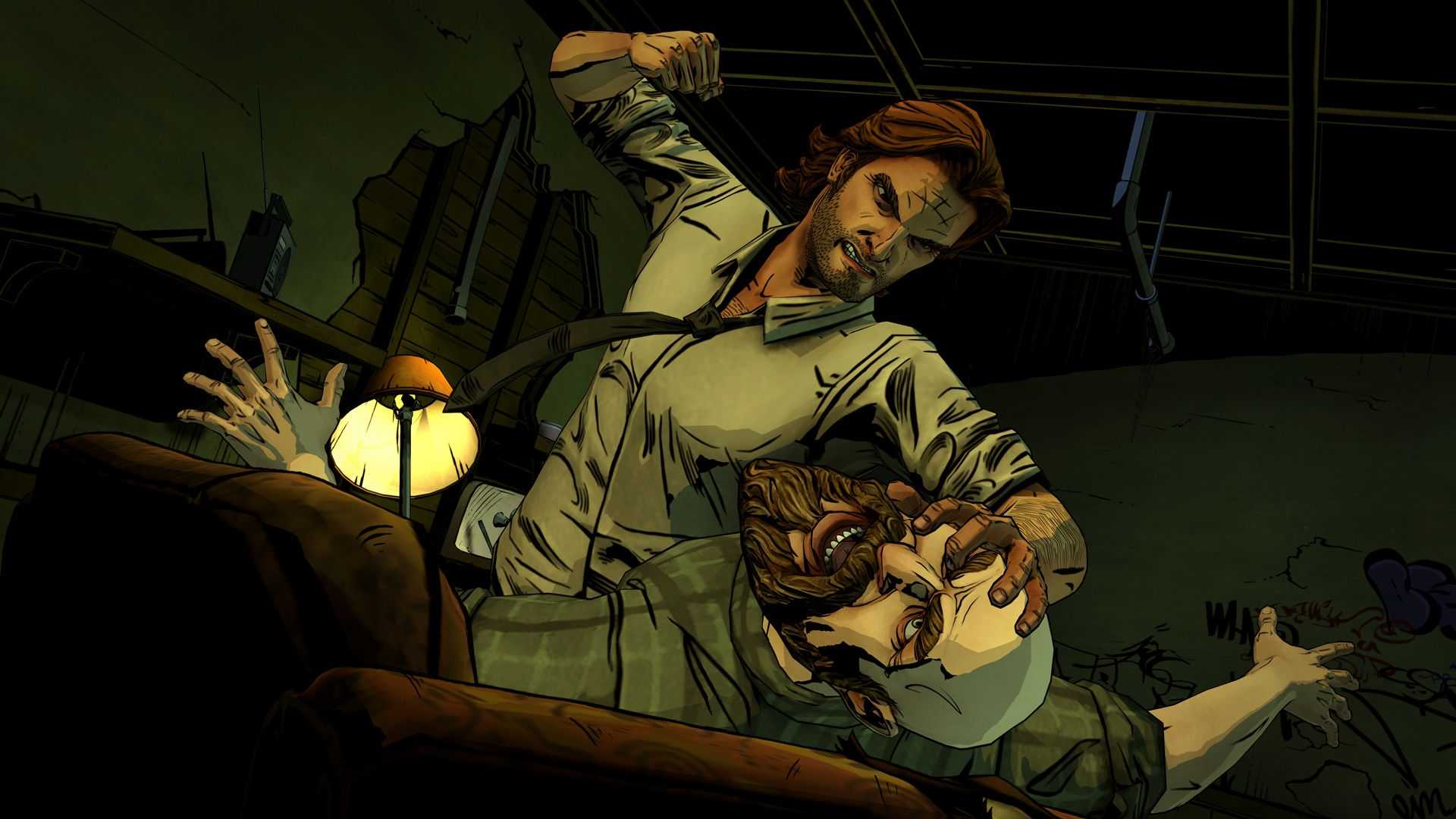Bigby menginterogasi seseorang - The Wolf Among Us
