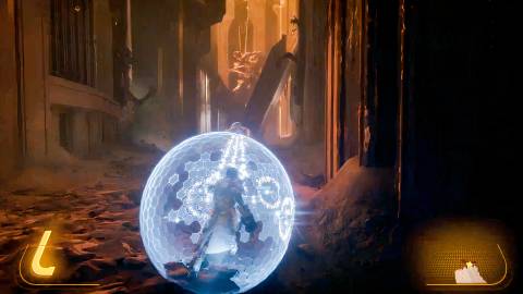 Blocking blasts with a shield in Saros