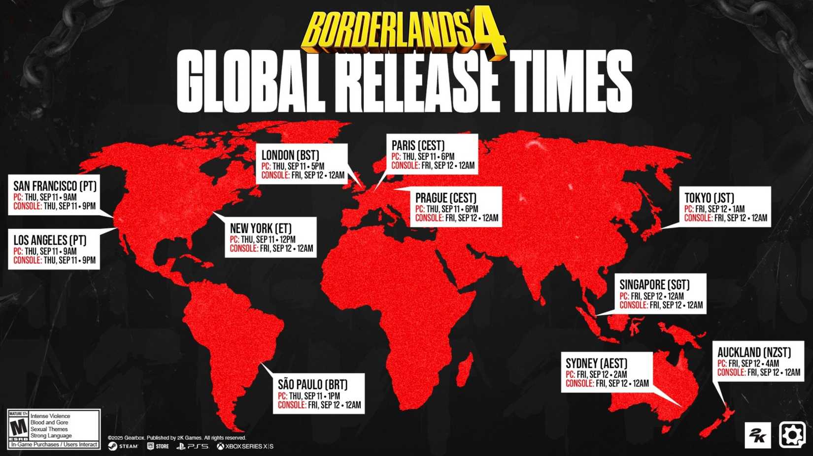 borderlands 4 global release times