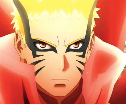 Naruto Uzumaki dalam mode Baryon dengan Kurama, menunjukkan kekuatan luar biasa