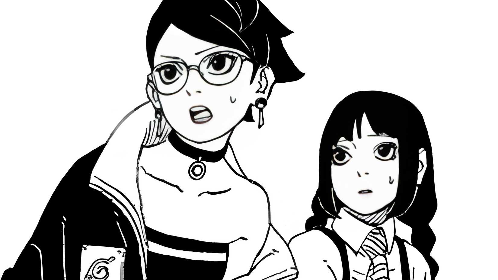 boruto two blue vortex sarada and sumire look worried