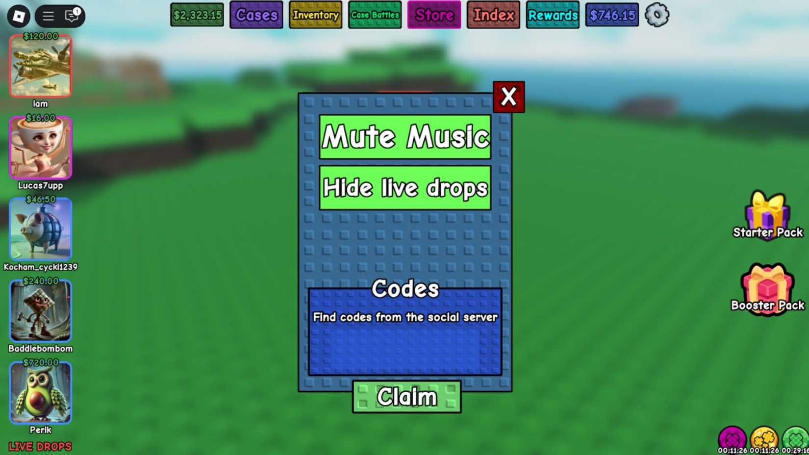 Brainrot Case Opening - the codes tab