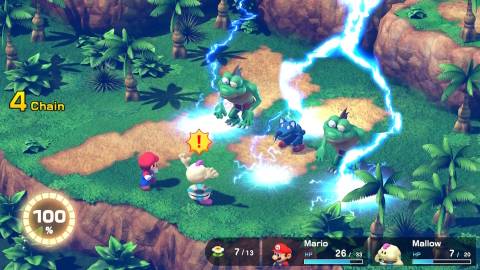 Casting lightning on enemies in Super Mario RPG (2023)