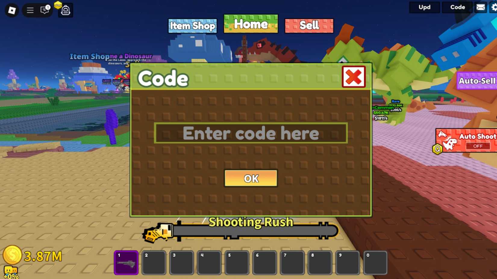 Catch and create a Dinosaur Garden on the Codes tab