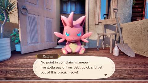 Cattiva talking in Palworld Palfarm