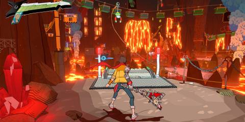 Chai exploring the game's fire level - Hi-Fi Rush