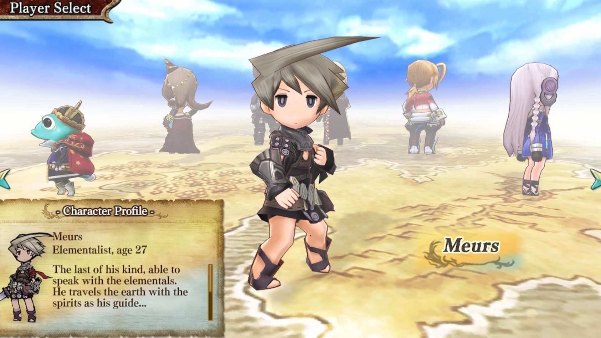 Choosing a character in The Legend of Legacy