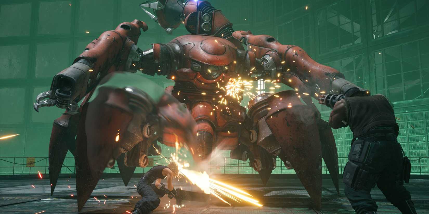 Cloud and Barret fighting the Scorpion Sentinel - Final Fantasy 7 Remake Intergrade