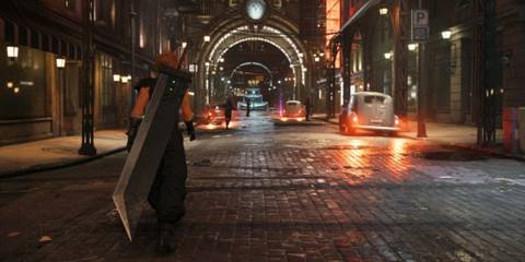 Cloud exploring Midgar - Final Fantasy 7 Remake