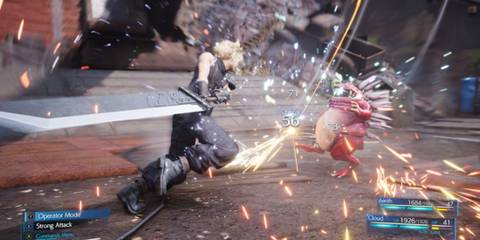Cloud Strife fighting some enemies alone - Final Fantasy 7 Remake