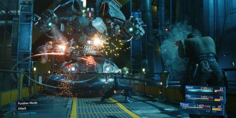 Cloud, Tifa and Barret fighting one of the game's early bosses - Final Fantasy 7 Remake