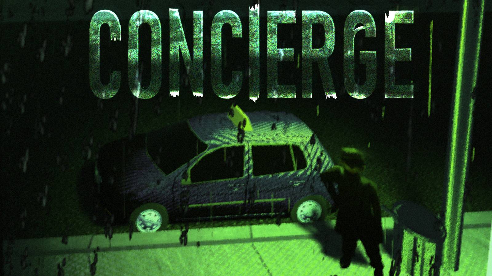 Concierge creepy key art with game logo