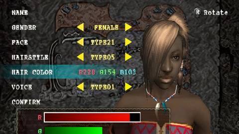 Creating a character in Monster Hunter (2004)