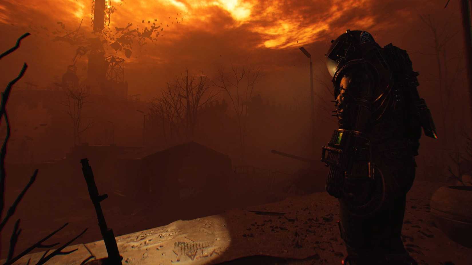 Cronos The New Dawn screenshot traveling looking out at orange ruins