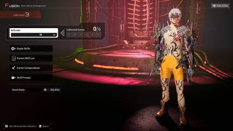 the fusion menu in daemon x machina titanic scion.
