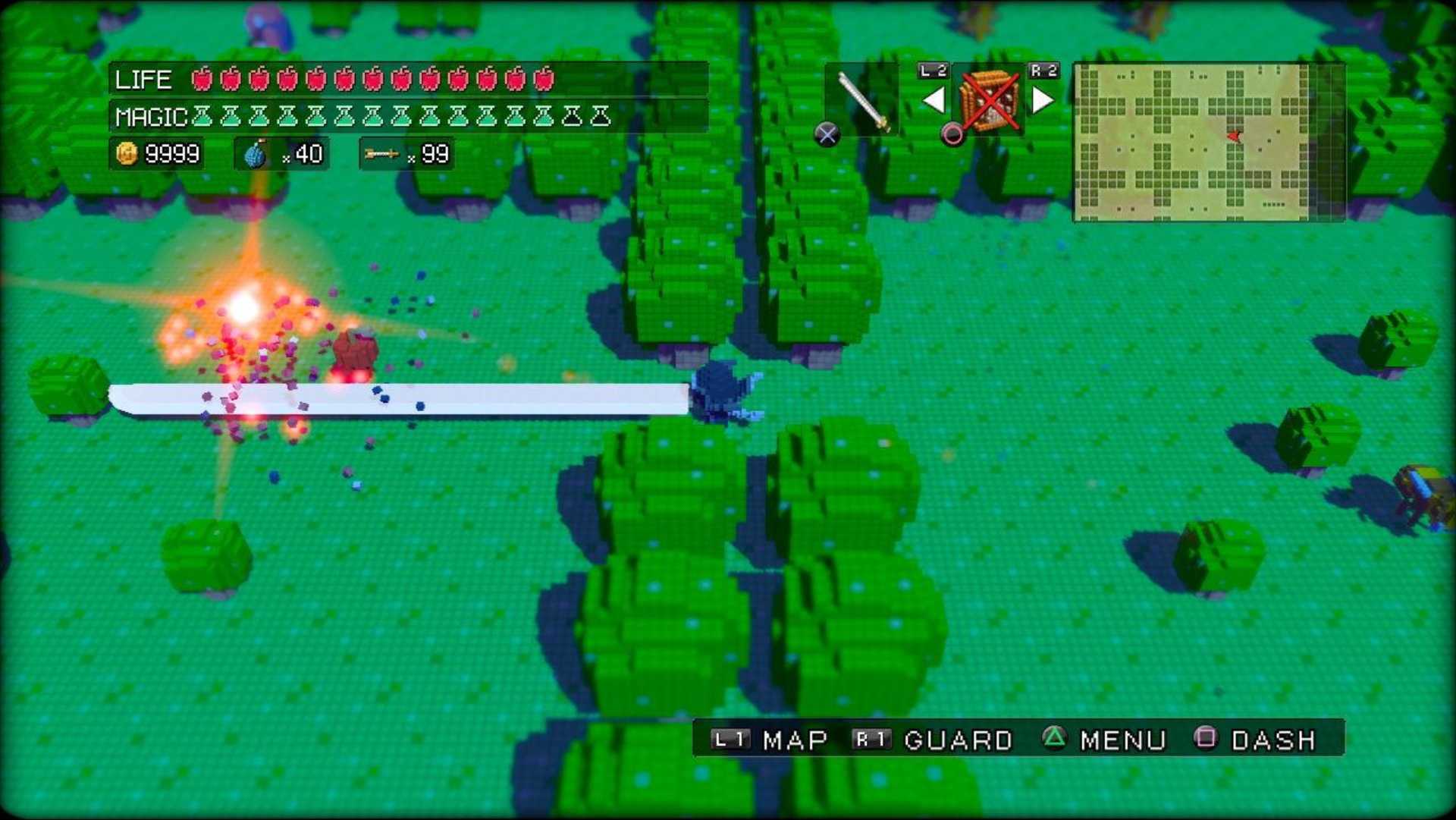 Dashing through enemies in 3D Dot Game Heroes