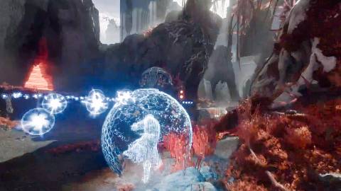 Dashing with a shield active in Saros