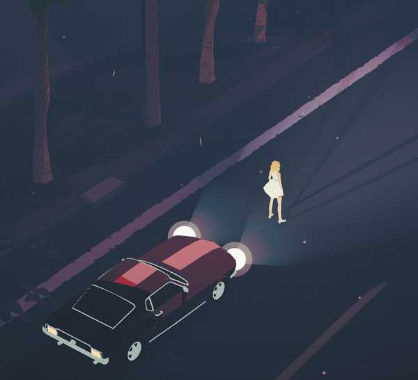 Tampilan interior mobil dalam Dead Static Drive dengan lanskap yang menakutkan.